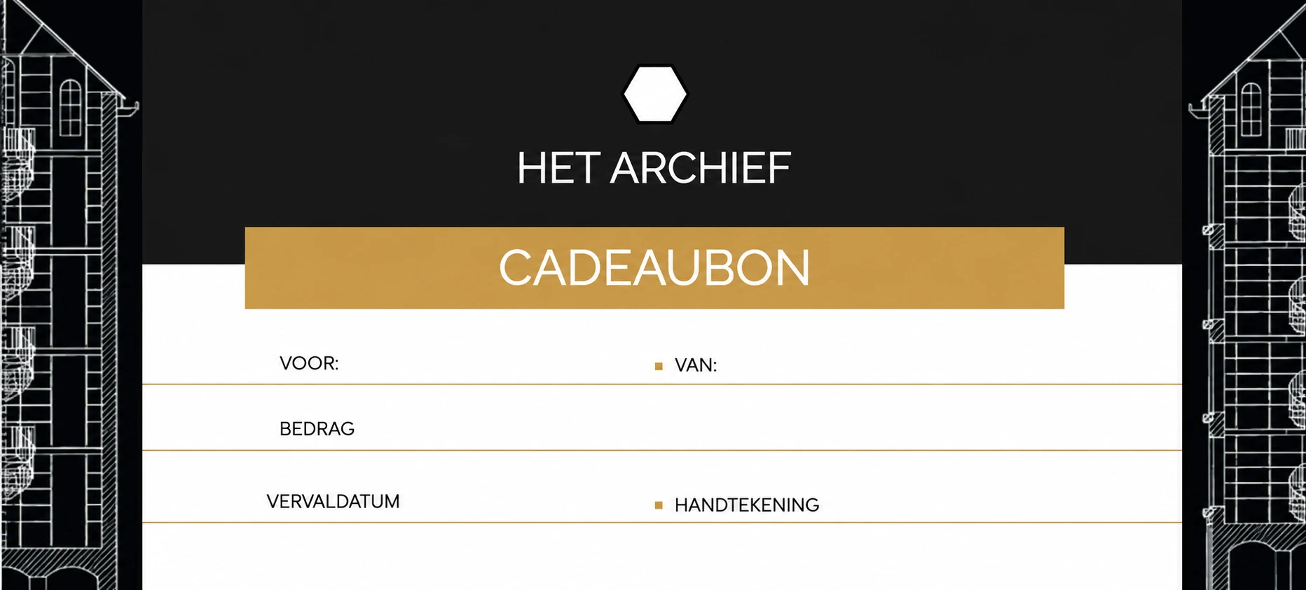 Voorbeeld van de cadeaubon van Het Archief